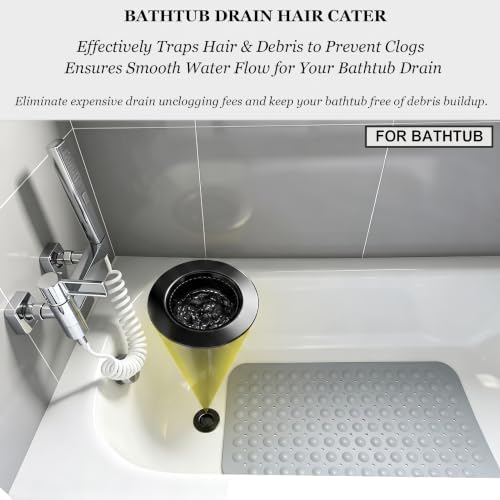 Seatery 1.75" Tub Drain Strainers, Bathtub Drain Hair Catchers, Stainless Steel Drain Filter Cover for Bathroom Laundry Floor Drain, Outer Diameter 3.0 inch, Inner Diameter 1.60 inch, Black