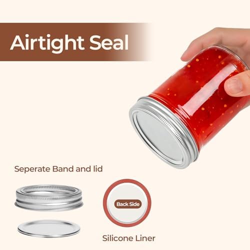 ComSaf 16 oz Wide Mouth Mason Jars Bulk Set, 8 Pack Jars with Lids
