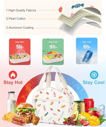 Lunch Bag for Women, Corduroy Small Insulated Lunch Box