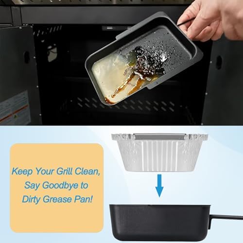 Universal Grease Pan for Nexgrill 720-0830X 720-0830H 720-0888 720-0888S 720-0896B 720-0896 Cuisinart CGG-7400, Grease Catcher with 15-Pack Aluminum Drip Liner for Nexgrill Replacement Parts
