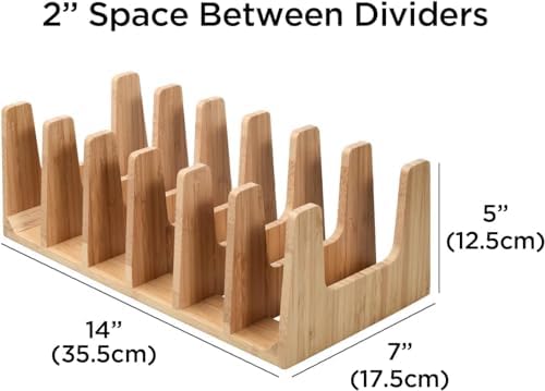 Kitchen Cabinet Organizer - Sturdy Bamboo Pot and Pan Organizer for Under Cabinet - Multiuse Lid Organizer - Durable & Minimalist Lid Holder