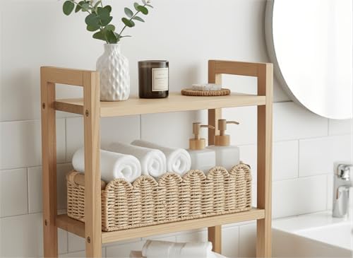 CubesLand Scalloped Toilet Paper Storage Basket W/Handle for Home Decor