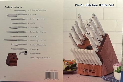 Cutco 19 Pc Pearl Kitchen Knife Set Cherry Wood Stand