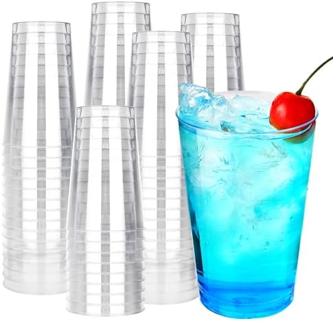 RACETOP 12 oz 200 Pack Disposable Plastic Cups, Disposable Clear Plastic Cups for Parties, Weddings, Gatherings, and Festival Events