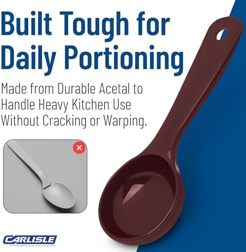Carlisle FoodService Products Measure Miser Solid Measuring Spoon with Short Handle, 1.5 Ounces, Brown - (Pack of 12)