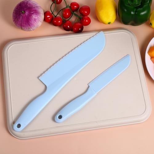 4 Pack Lettuce Knife 11/8.5" Plastic Cake Knifes to Prevent Browning Serrated Kitchen Cutter for Cutting Fruits, Cakes and Bread Dishwashable Safe for Kids Nylon Cutters for Nonstick Pans (Green, S&L)