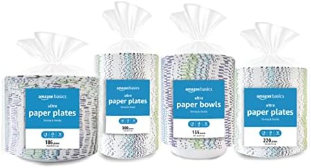 Amazon Basics Ultra Paper Plates, 10 Inch, Disposable, 372 Count (2 Pack of 186), Packaging May Vary