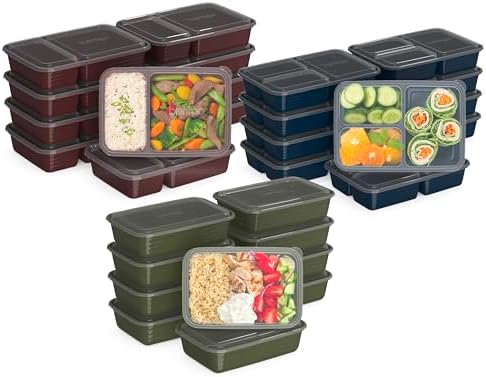 Bentgo Prep Meal Prep Kit, 1, 2 & 3-Compartment Containers, 60 Piece Set