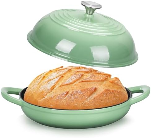 TeamFar Cast Iron Bread Dutch Oven, 6 Qt Enameled Dutch Oven Pot