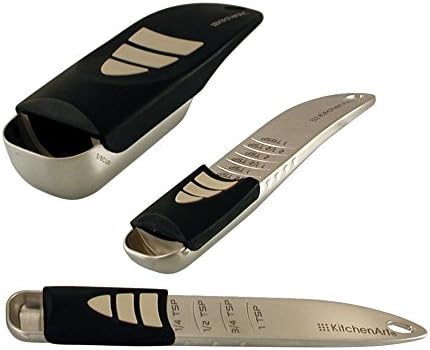 KitchenArt Cook’s Pro Adjust-A-Measure Set, 3-Piece, Satin,Black and Silver