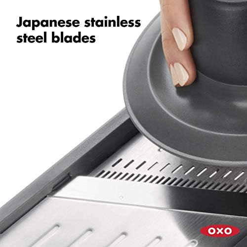 OXO Good Grips Chef's Mandoline Slicer 2.0, Black & Steel and OXO Good Grips Stainless Steel Scraper & Chopper,Silver/Black