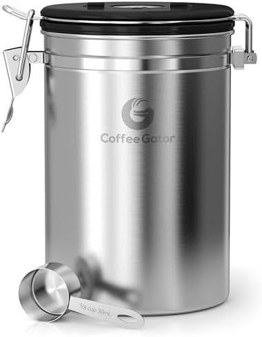 Coffee Gator Coffee Canister, 22oz Airtight Stainless Steel Container