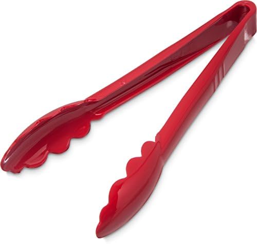 Carlisle FoodService Products 470905 Carly Salad Tong, 9" Utility Tong, Red, 1 Pack