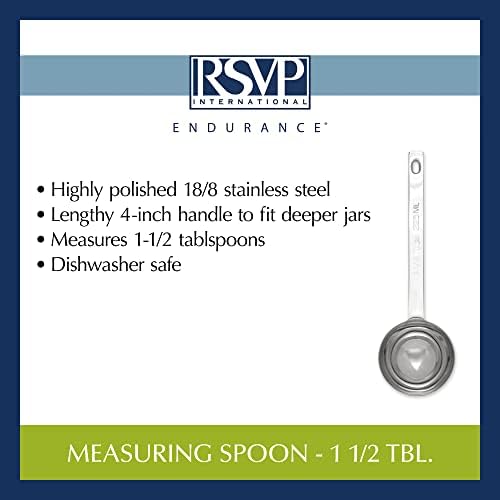 RSVP International Endurance Kitchen Collection Open Stock Measuring Spoon, Stainless Steel, Dishwasher Safe, 1.5-Tablespoon