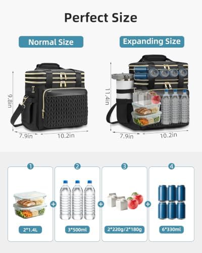 Lunch Box for Women Double Deck Large Lunch Bag Women Tote Lunch Bag