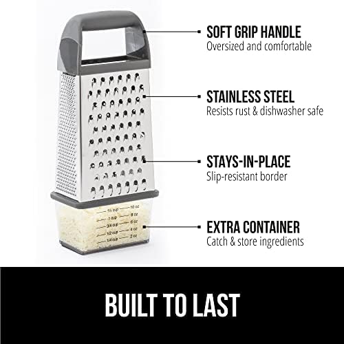 GORILLA GRIP® XL 4-Sided Stainless Steel BPA-Free Cheese Grater, Gray