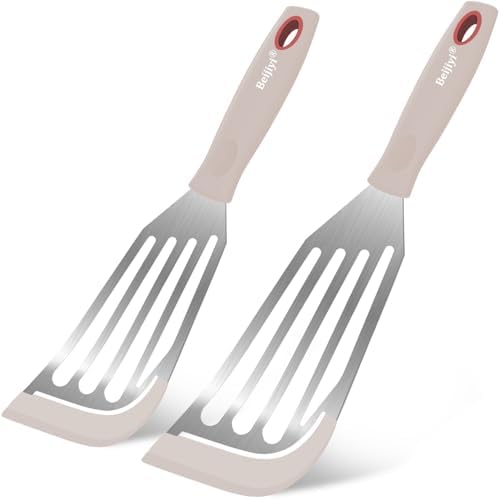 Beijiyi 2-Piece Silicone Fish Spatula for Nonstick Cookware, Heat Resistant