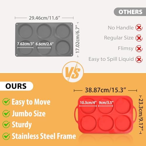 4 Inch Muffin Top Pan Non Stick with Metal Frame, Silicone Egg Molds