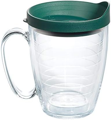 Tervis Clear & Colorful Lidded Made in USA Double Walled Insulated Tumbler Travel Cup Keeps Drinks Cold & Hot, 16oz Mug, Hunter Green Lid