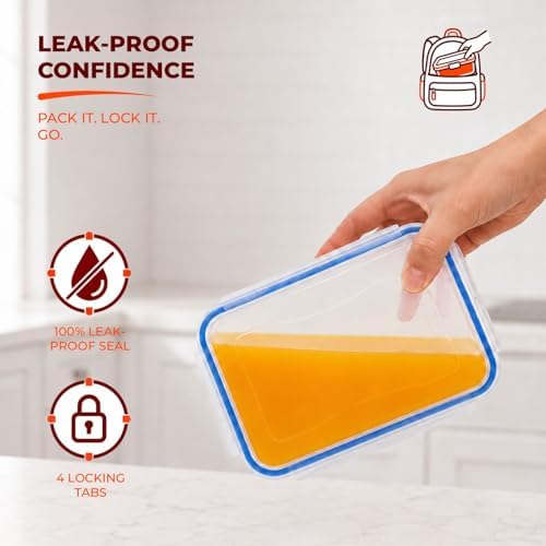 Tribello 68 oz Airtight Food Storage Containers with SnapTight Lids – Clear, Stackable, BPA-Free Meal Prep Containers for Kitchen, Freezer & Pantry – 3-Pack