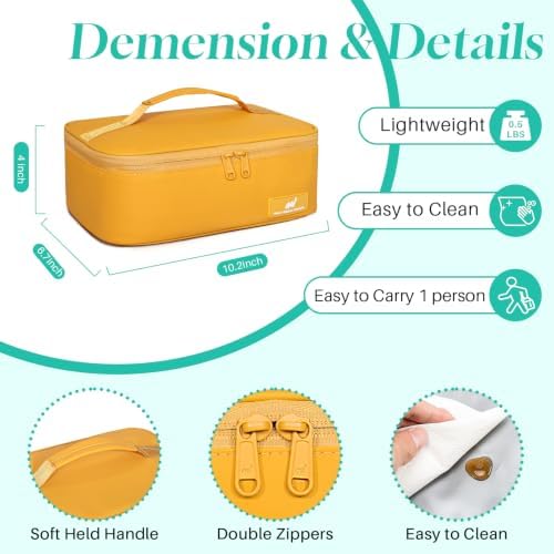 NOL Insulated Lunch Bag for Adults –Compact Cooler Lunch Box with Food-Grade Lining, Waterproof Lunch Bag for Work, Travel | Portable Thermal Meal Tote with Handle,Earth-yellow