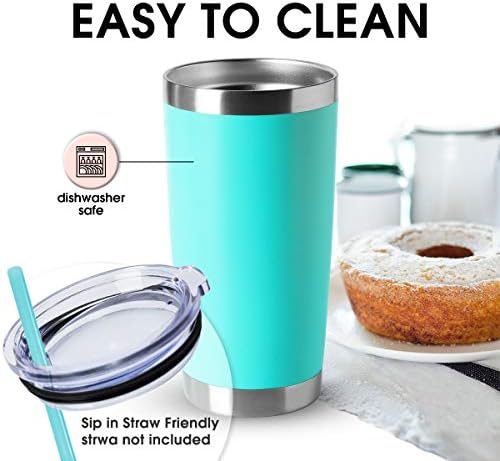 HASLE OUTFITTERS 20oz Stainless Steel Tumblers Bulk, Insulated Travel Cup with Lid, Double Wall Vacuum Coffee Mug for Cold & Hot Drinks 4 Pack, Light Blue