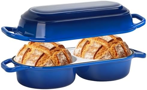 Mini Double Dutch Oven For Sourdough Bread Baking, 2.2QT Enameled Cast Iron