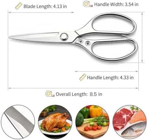 Kitchen Shears Heavy Duty 8.5", Multipurpose Food Scissors for Meat Chicken