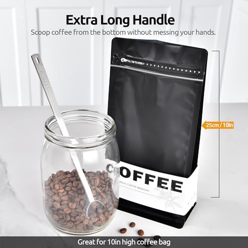 U-Taste Coffee Scoop 1 Tablespoon: 18/8 Stainless Steel Measuring Scooper for Ground Coffee, Bean, Powder, Espresso, 8.5in Extra Long Handle Metal Meaure Spoon for Canister, Jar (1Tbsp/15ml, Silver)