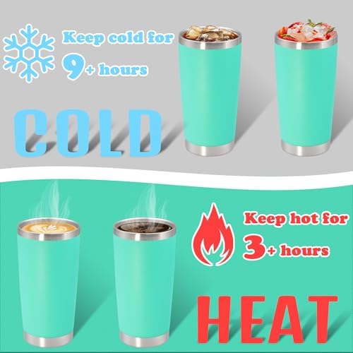 20 oz Tumbler Insulated Tumblers Stainless Steel Coffee Mug,LightBlue 6PCS