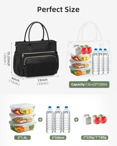 HSHRISH Lunch Box for Women Large Insulated Tote Lunch Bag