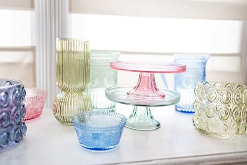 Vintage-Inspired Codi Glass Decorative Serving Bowl, 7" x 2.75", Sky Blue
