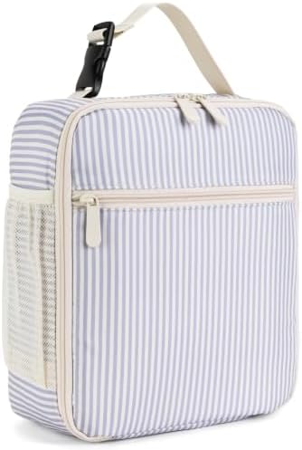 Lunch Box for Women Men Adult Insulated Lunch Bag Women Men Small Reusable Lunchbox for Work Picnic Travel (Purple Stripes)
