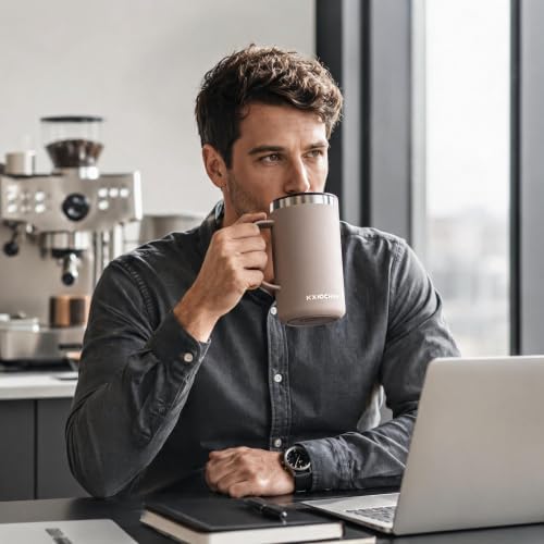 KXIAOCHEN 20 oz Insulated Coffee Mug, Coffee Cup with Lid and Wide Handle