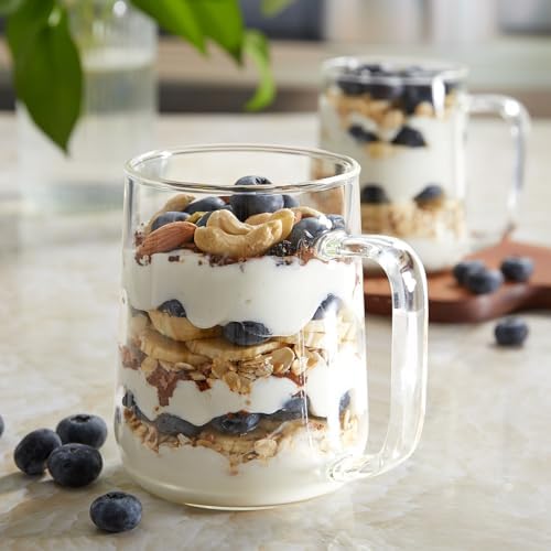 Large Glass Coffee Mugs, 20 oz Glass Coffee Cups Set of 2, Clear Borosilicate Glass Mugs with Handles for Cappuccino, Tea, Latte, Hot/Cold Beverages, Wine, Americano
