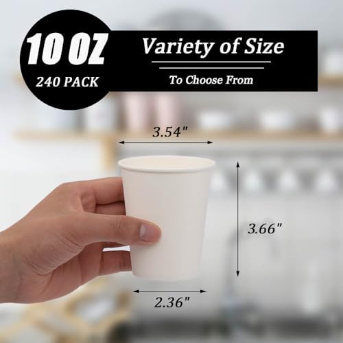 Lamosi 240 Pack Paper Cups 10 oz, Disposable Coffee Cups