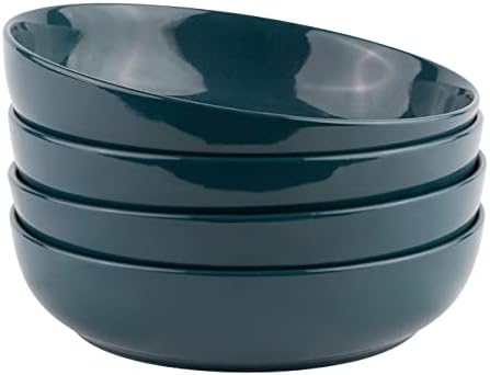 KooK Pasta Bowls, For Soups & Salads, Set of 4, 40 oz, Dark Teal