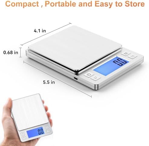 BOMATA Upgraded Small Food Scale with 0.1 g/0.001 oz High Precision