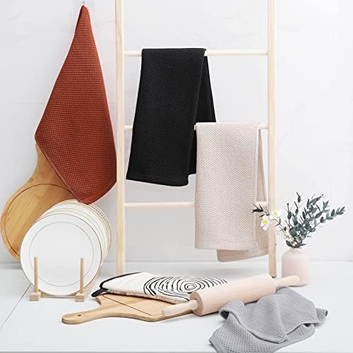 Homaxy 100% Cotton Waffle Weave Kitchen Dish Towels 8-Pack, Rust