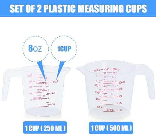 DTDNZKN 2 Pack Measuring Cup Set, 250ml (1-Cup) and 500ml (2-Cup)