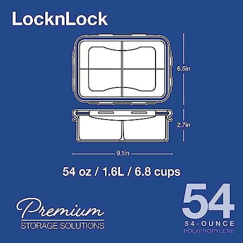 LOCK & LOCK Easy Essentials Food Storage lids/Airtight containers, BPA Free, 54 Ounce, Clear