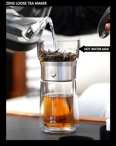 ZENS Modern Tea Infuser Teapot, One Touch Tea Maker for Loos Leaf Tea