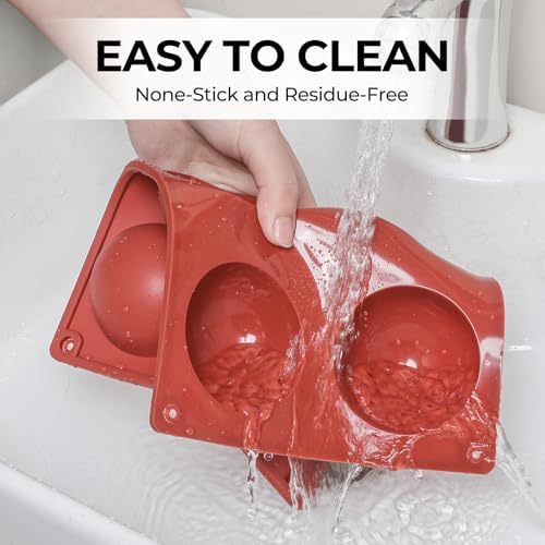 6 Holes Silicone Hot Chocolate Bomb Molds, 2 Packs Large Semi Sphere Mold 2.7" Half Sphere Silicone Baking Molds for Making Chocolate, Cake, Jelly, Dome Mousse