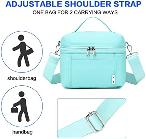 NOL Insulated Lunch Bags for Women Cooler Bag Lightweight Nylon Waterproof Lunch Box for Work Cyan Small 4L