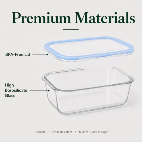 2 Pack 63oz Large Glass Storage Containers with Lids Big Meal Prep Food Container Set for Storing food, vegetables or fruits, BPA Free, Freezer Dishwasher Oven Safe