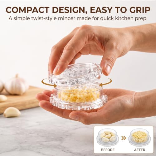 Garlic Mincer, 2 Pack Manual Garlic Twister and Crusher for Garlic, Ginger, Herbs, Easy-Clean