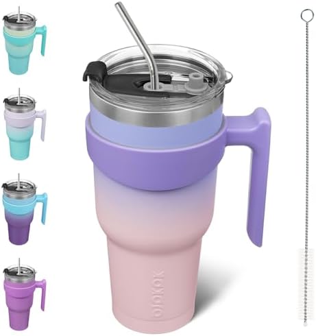 BJPKPK 40 oz Tumbler with Handle & Straw, Insulated Stainless Steel Mug