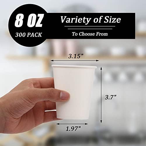Lamosi 300 Pack Paper Cups 8 oz, Disposable Coffee Cups, Paper Coffee Cups