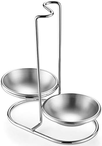 Steel Double Vertical Spoon Rest Ladles holder with 4 inch bowls