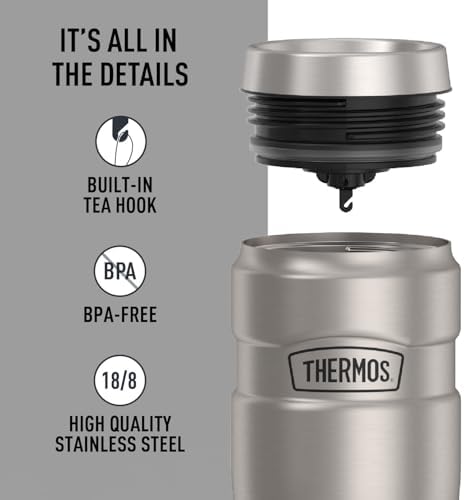 THERMOS Stainless King Vacuum-Insulated Travel Tumbler, 16 Ounce, Matte Steel